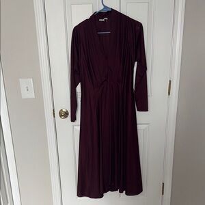 Vintage 1970's Ayres by E. Eysen Elegant Burgundy Long Sleeve Wrap Dress